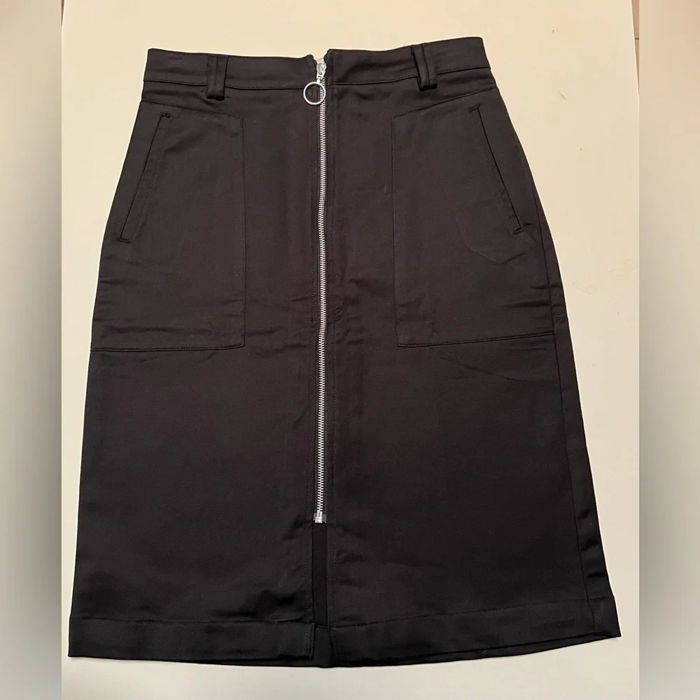 SKFK Aldaia Black Zipper Organic Cotton Skirt | EU 38 US 6